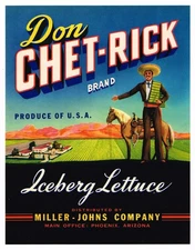 ORIGINAL CRATE LABEL C1940S PHOENIX ARIZONA PALOMINO HORSE DON CHET RICK RANCHO