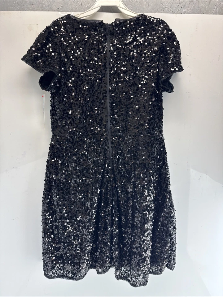 Cat & Jack Girls Black Sequin, Short Sleeve Party Dress Size XL (14/16) - Image 3 of 4