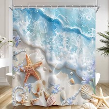 Ocean Beach Shower Curtain 60Wx72H Inch Sea 60"W x 72"L Pack of 1 A-beach01