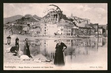 Ventimiglia - Borgo Marina e lavandaie nel fiume - VIAGGIATA primi 900 - 124C349
