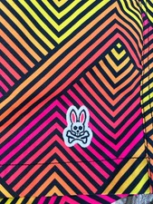 Psycho Bunny Swim Shorts Trunks Lined Fun Pattern Pockets Logo Men Size S