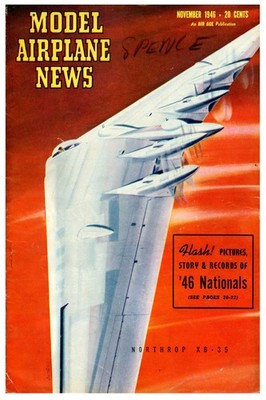  ️ Model Airplane News (1946) - Northrop XB-35 - 24x36    - Retro Mid-century