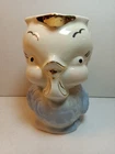 1940'S Shawnee Pottery Owl Pitcher 14K Gold Trim Pitcher 6" Blue