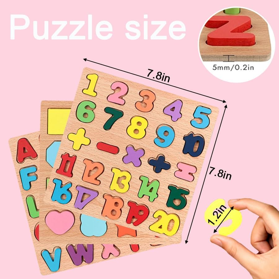 Lot De 4 Puzzles En Bois 60 Pièces – éducatif Dès 3 Ans – Système Solaire, Alphabet Majuscule/minuscule Et Chiffres