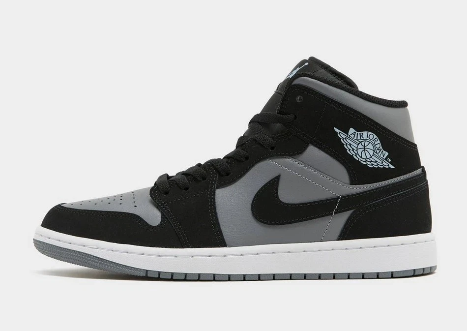 Nike Jordan Air 1 Mid Trainers in Black and Grey Shoes