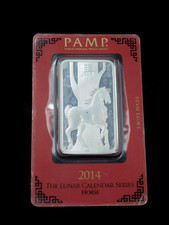 2014 Pamp Lunar Series Year of the Horse 1 oz .999 Fine Silver in Assay Card