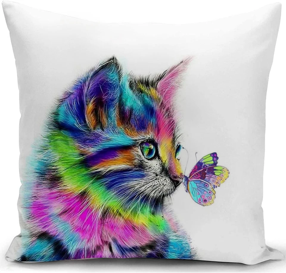 Kissenbezug 40x40 cm kissen mit katzenmotiv deko Katzen Geschenk für katzenliebh - Bild 1 von 4