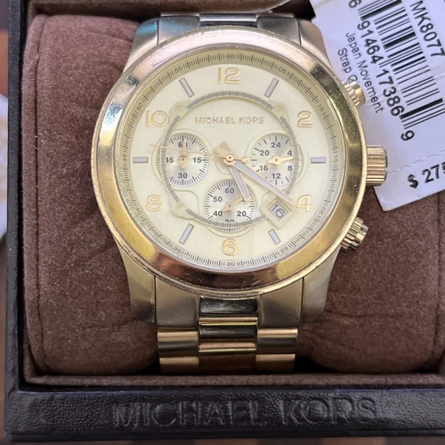 Orologio Uomo MICHAEL KORS MK8077 Runway Acciaio Colore Champagne Oro Giallo Tono