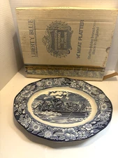 Staffordshire Liberty Blue 14"  Meat Platter Washington Crossing Delaware in box