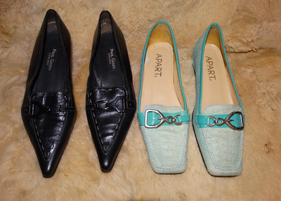 PAUL GREEN APART 2 Paar Set Leder Pumps Halbschuhe UK 4, 5 Gr 37 Schwarz Blau