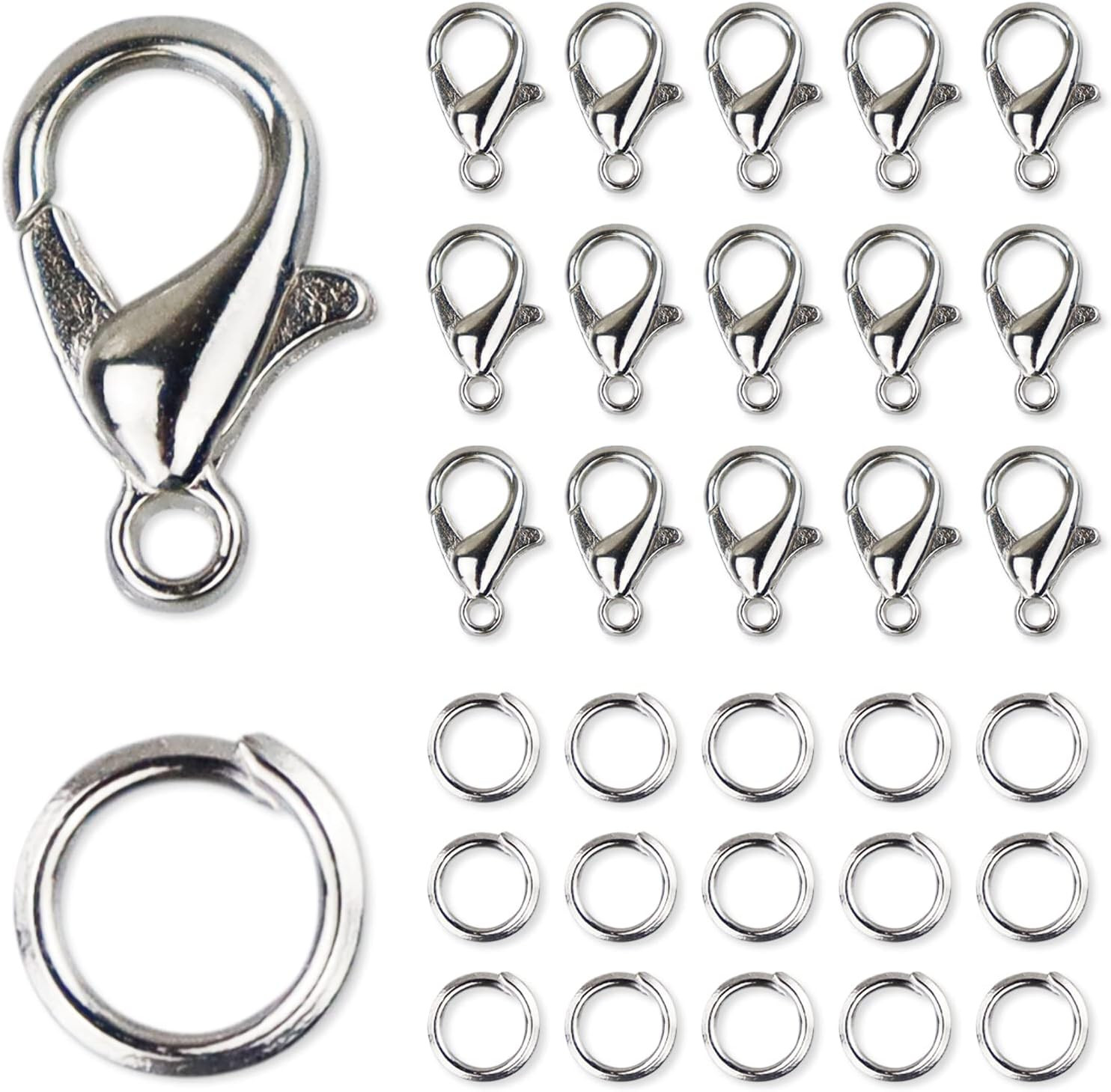 170PCS Lobster Clasp with Open Jump Ring Set, Jewelry Bracelet Connectors Neckla