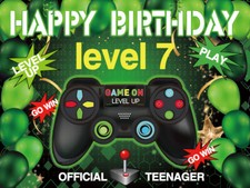 Video Game Happy Birthday Backdrop Game on Birthday Party Backdrop Banner 7X5FT