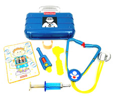 Vtg Fisher Price Medical Doctor Kit with Accessories Blue Case        1A