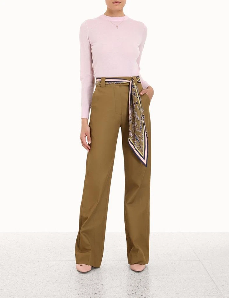 NUEVO CON ETIQUETAS ZIMMERMANN Olive Kaleidoscope Pantalones/Pantalones Utilitarios Talla AU 0/US 4 $595