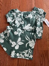 NEW NWT Carters Girls Size 4T Beautiful Green Floral Short Set