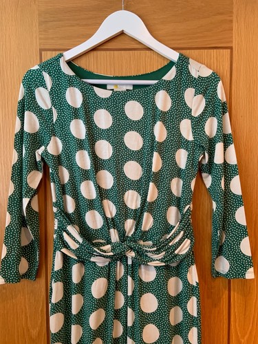 BODEN Michelle Green Polka Dot Jersey Dress Spot On Spot UK 10 R Stretch Classic - Picture 8 of 18