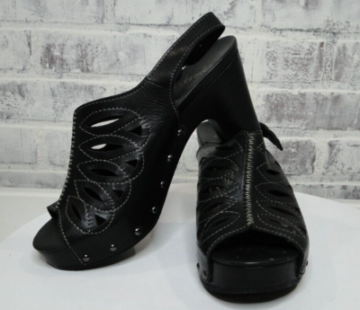 Dansko Clog Block Heels Womens Rowena Full Grain 1310020200 Black