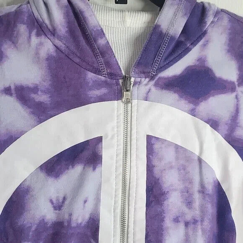 Reversible Peace Sign Jacket Med Purple/White Tie Dye Pockets NO TAG Y2K READ - Picture 3 of 7
