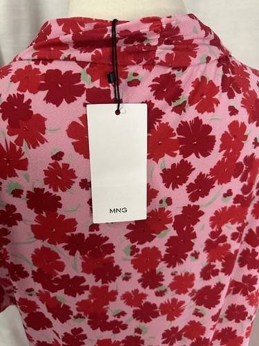 MNG Mango Women's Plus Wrap Floral Dress Petal Pink Red Flowers Plus Sz 3XL New - Picture 8 of 13