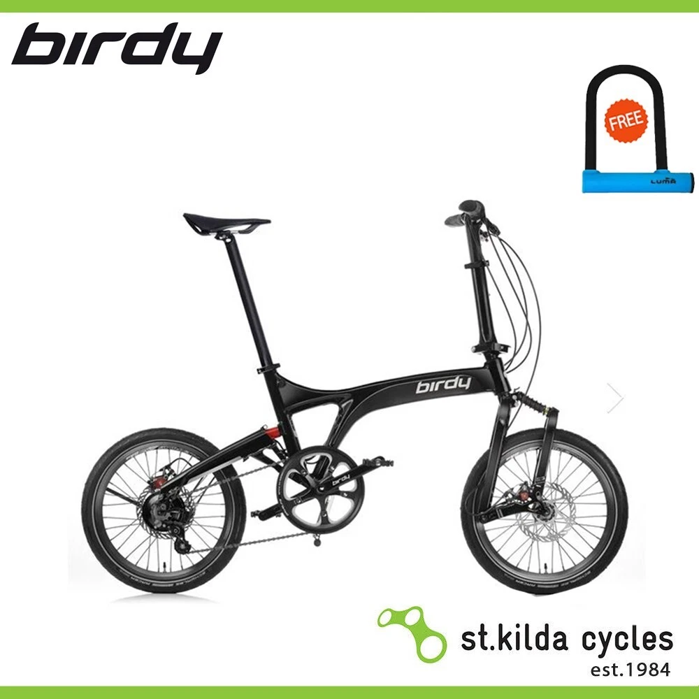 New Birdy Rohloff Disc 14 Speed Folding Bike Glossy Black Folded