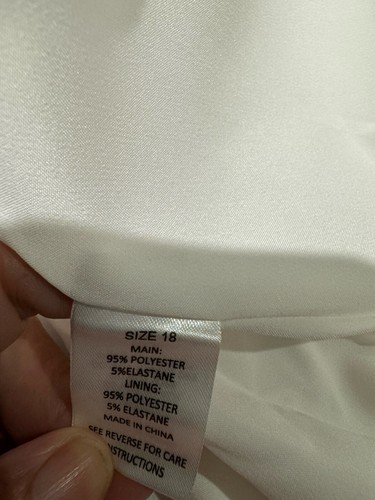 Off White A-Line Lined Skirt/Side Frill/Belt/Zip Polyester Liz Jordan Size18 NWT - Picture 6 of 7