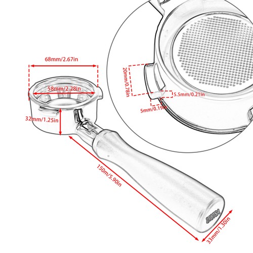 58mm Bottomless Portafilter - Compatible with Barsetto BAE01, Calphalon Temp IQ - Picture 2 of 22