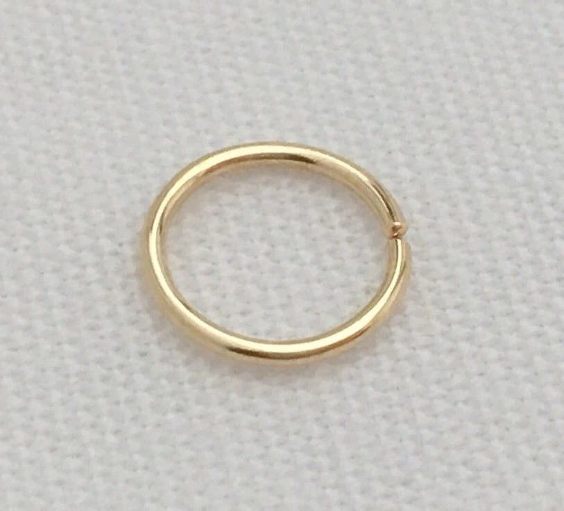 14k Solid Gold Nose Ring Septum Ear Piercing Hoop Earrings 5 6 7 8 9 10 mm -read - Image 2 of 3