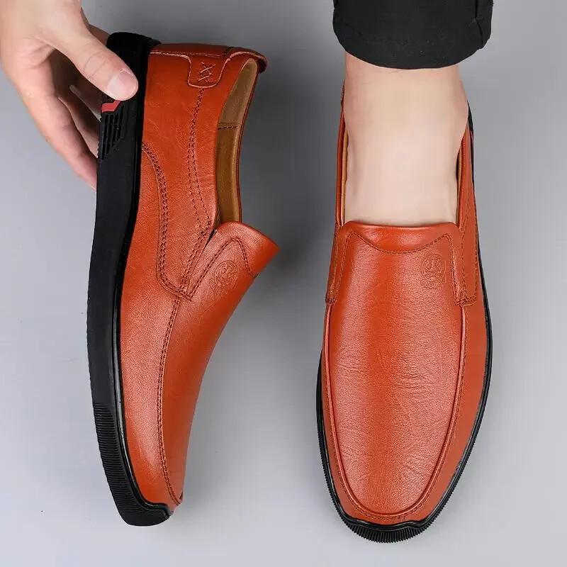 Zapatos planos informales suaves de cuero genuino para hombre al aire libre negocios suaves