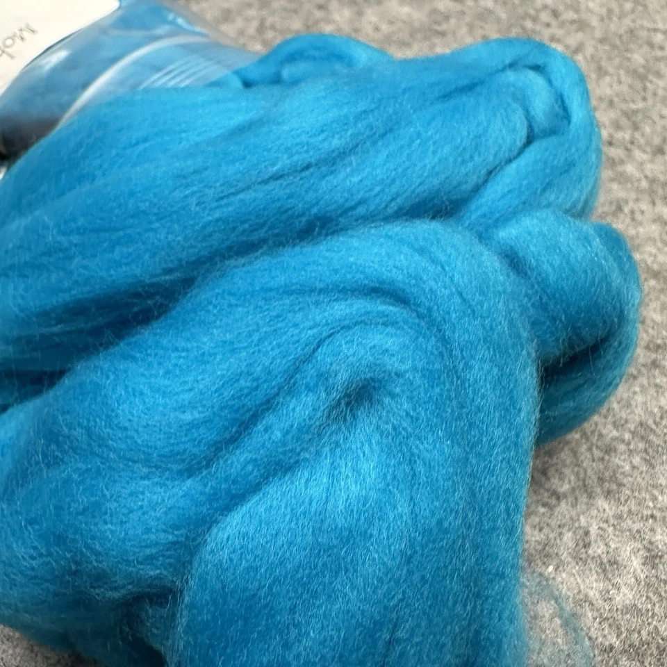 Lana Merino Fieltro Giratorio Lana Roving Fibra Azul Pavo Real 116g Mohair Más Foto 2 de 4
