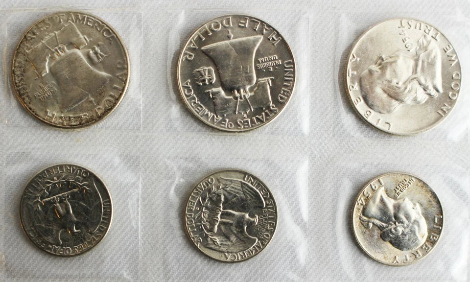 1954 P D S Coin Set 3rd Party Put Together 25c & 50c Coins 6 Silver Uncirculated - Image 2 of 3