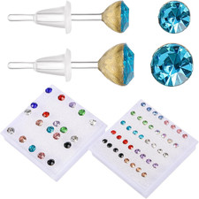30 Pairs Plastic Earrings for Sensitive Ears CZ Soft Earring Backs Multicolor