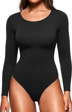 CRZ YOGA Butterluxe Long Sleeve Bodysuit for Women's Small Crew Neck Top- Thong 