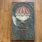 Vintage Wood Hot Air Balloon Wall Hanging Transcontinental Flight 1861 Folk Art — photo 1