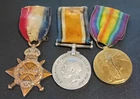3 x WW1 UK United Kingdom Military Medals enc 1914-15 Star - Suffolk Regiment
