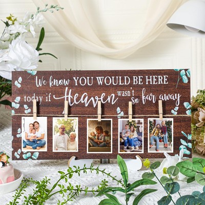 Wood Memory Table Sign 16 x 8 Inch in Loving Memory Wedding Sign with 5 Clips...