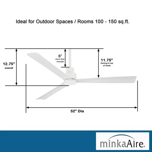 Minka Aire Simple 52"  - Flat White 3-Blade Remote Control - Picture 6 of 8