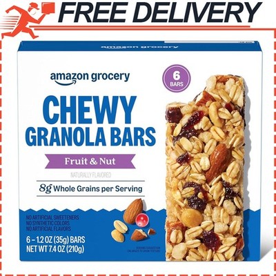 Fruit & Nut Chewy Granola Bars 8g Whole Grain/Serving Healthy Snack, 7.4oz, 6 Ct