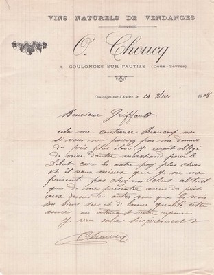 79 COULONGES winemaker CHOUCQ 1908 wines harvest