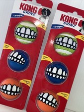 KONG Grinz Ball Variety 3 Pack Tennis Treat  Squeaky Dog Fetch Toy 2.5"/246e