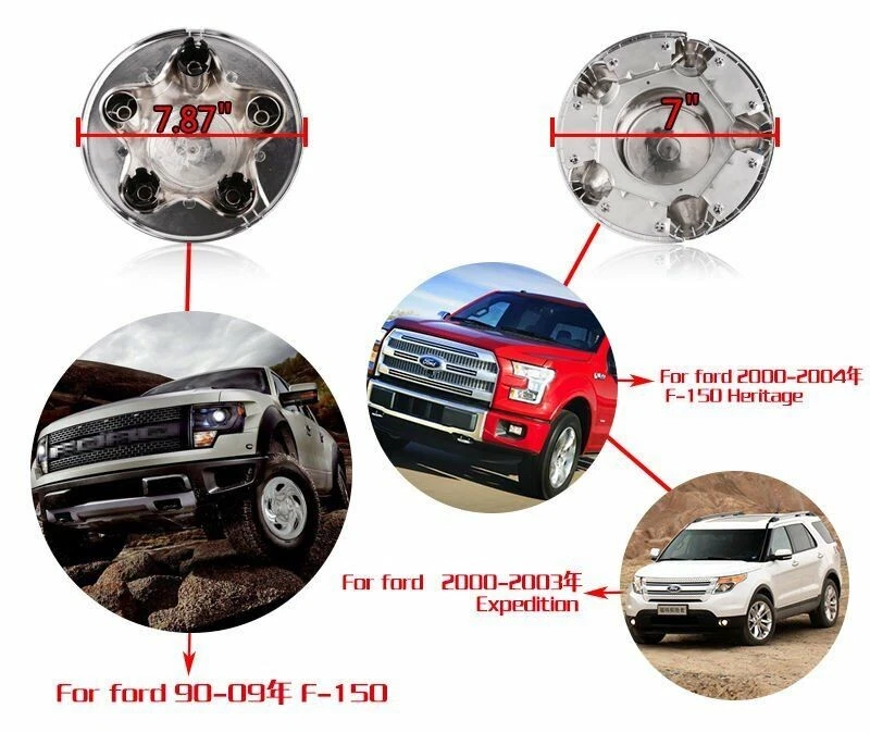 4PCS 16'' Wheel Hub Cap Center Cover For Ford Expedition Rim 2000 2001 2002 2003 - Image 2 of 4