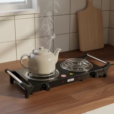 Portable Electric Cooktop Easy to Clean Double Coil Electric Burner for