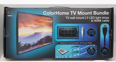 AuraLED ColorHome TV Mount Bundle|37''-75'' | Mount, 2 LED Strips, HDMI Cable