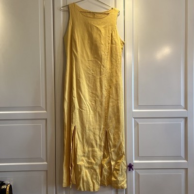 Leinenkleid Sonnengelb Sexy Gehschlitze 40 Kleine Flecken Siehe Letztes Bild  
