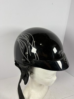 Harley Davidson HD-2 Half Shell Black Flames Helmet Size XXSmall OEM w/ Bag