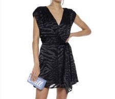 Alice &Olivia Essie Tiger Burnout Print Satin Mini Dress .Size 6