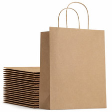 Natural Kraft Paper Bags w Handles Recycled Retail Shopping Gift Bags Multi Size