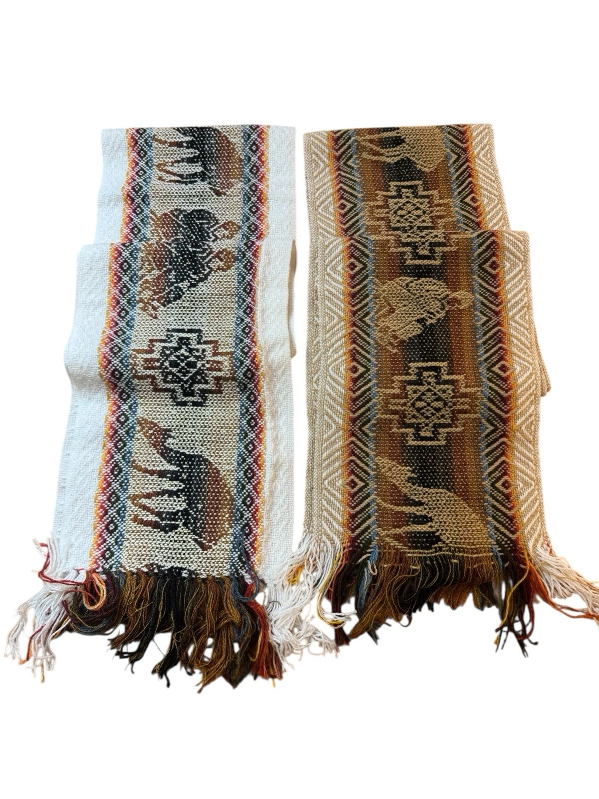 Peruvian Handmade 2 Piece of Scarf Multicolor Knit Wool Alpaca and Other Yarn