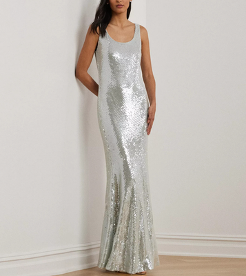 #ad #ad Lauren Ralph Lauren Sequined Sleeveless Gown MSRP $295 $89.99