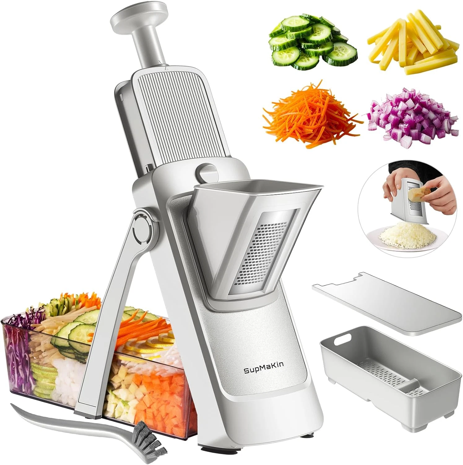 Safe Mandoline Slicer, Adjustable Vegetable Food Slicer and Chopper, Potato Frie