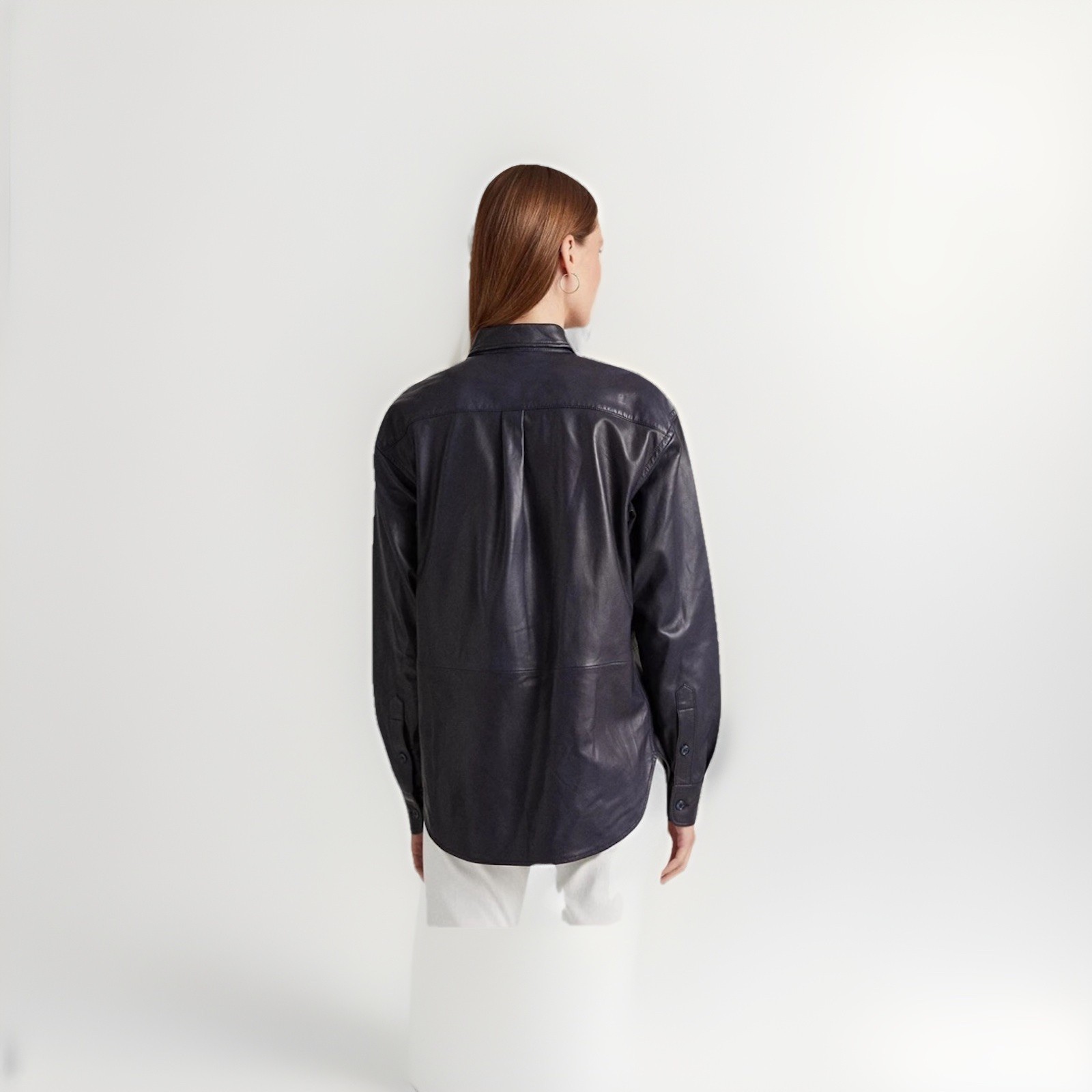 Ralph Lauren LAUREN navy Leather Shirt  XXL NWT Retail $495 Rare Size image 3